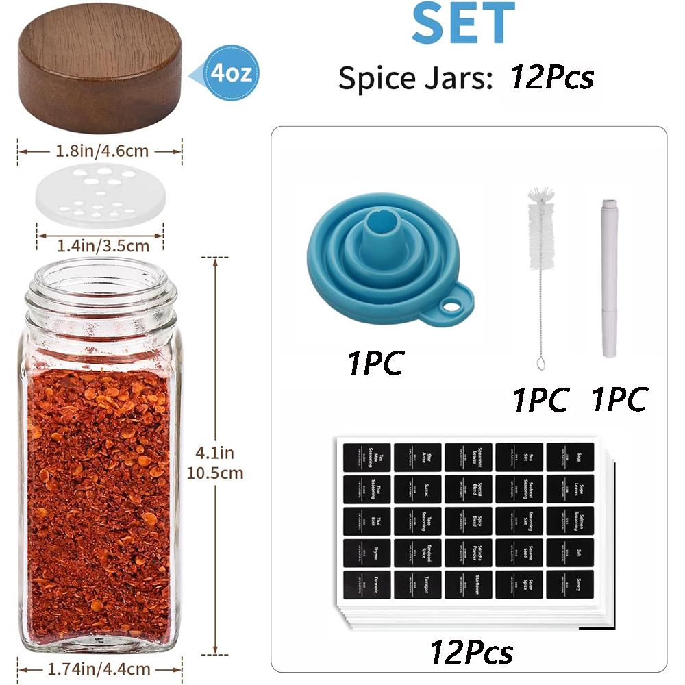 12Pcs Glass Spice Jars with La - Woodworking Basics ulasan dan harga