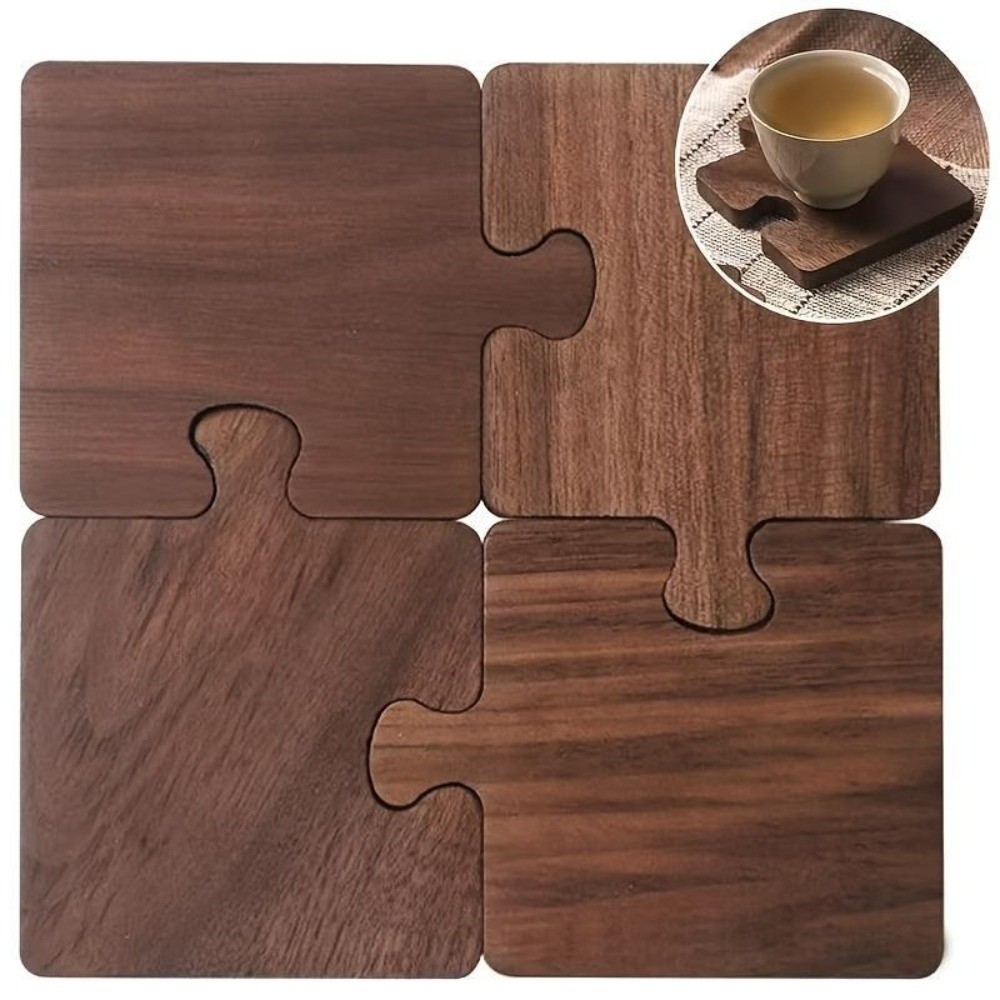 4pcs Vintage Wooden Coaster Se - Woodworking Game ulasan dan harga