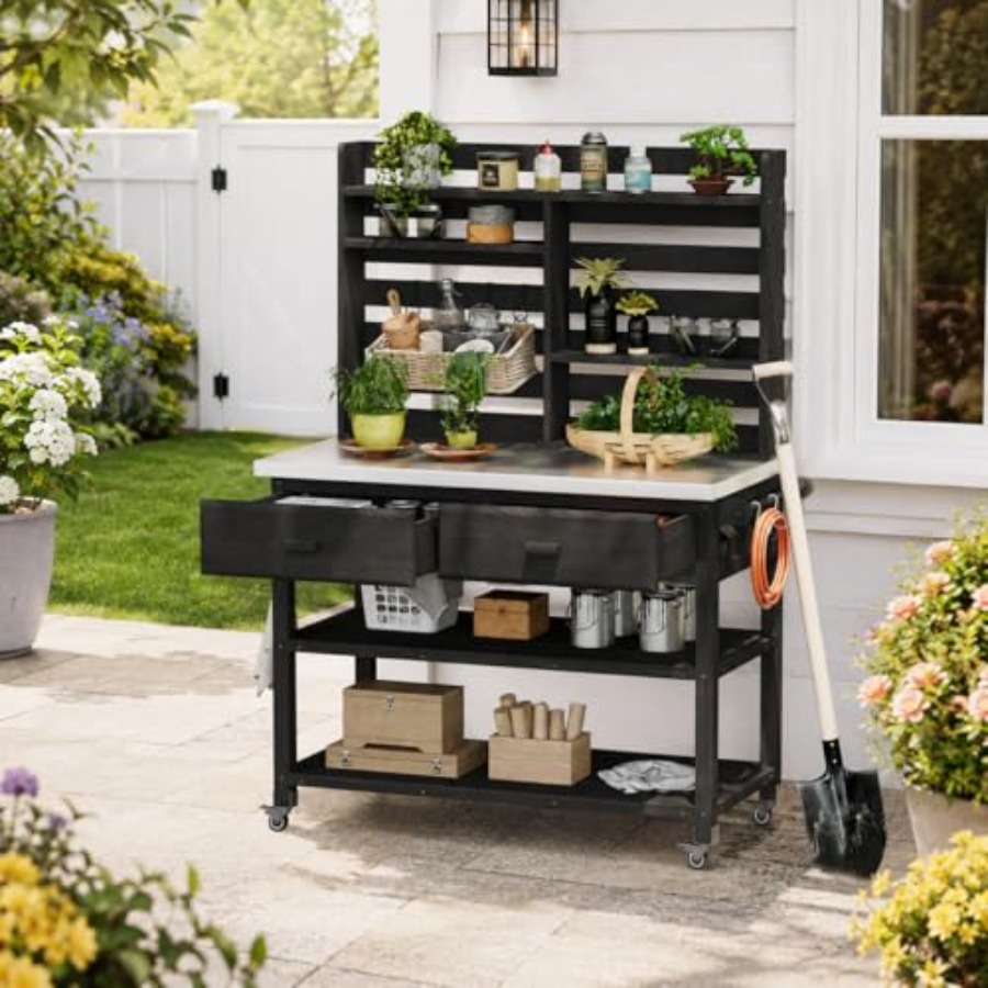 Outdoor Potting Bench with Sto - Woodworking Work Table ulasan dan harga