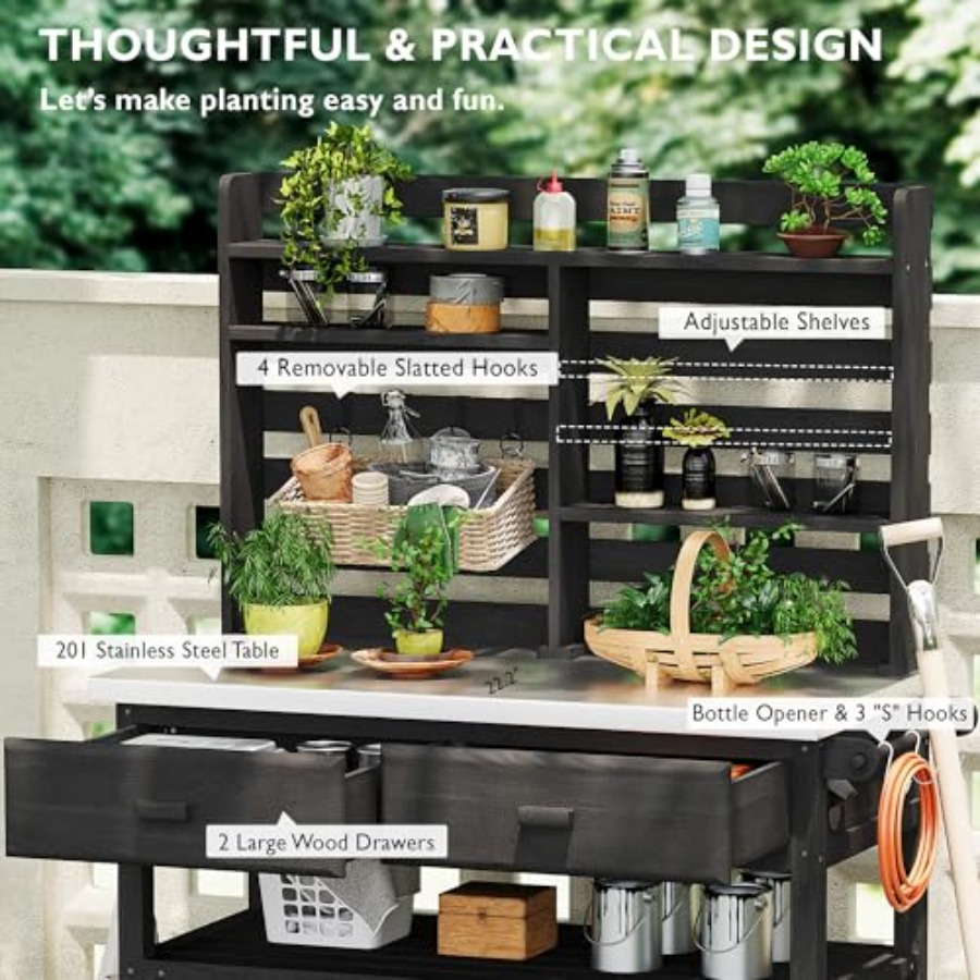 Outdoor Potting Bench with Sto - Woodworking Work Table ulasan dan harga