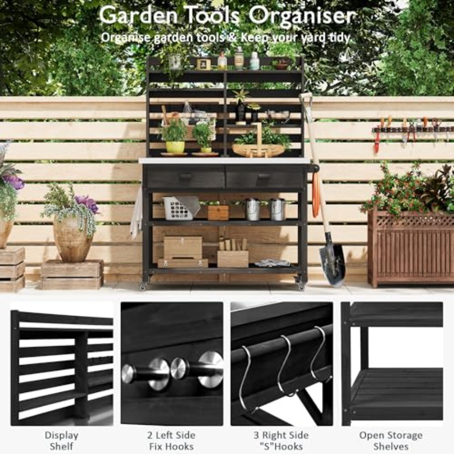 Outdoor Potting Bench with Sto - Woodworking Work Table ulasan dan harga