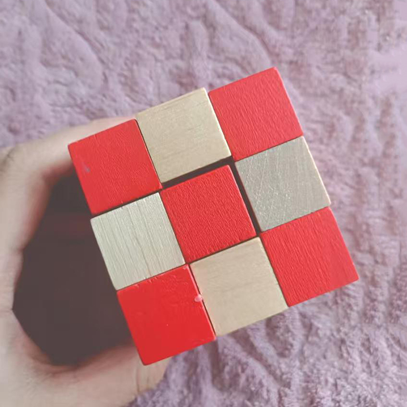 Wooden Snake Cube Puzzle IQ Lo - Woodworking Game ulasan dan harga