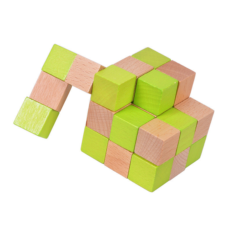 Wooden Snake Cube Puzzle IQ Lo - Woodworking Game ulasan dan harga