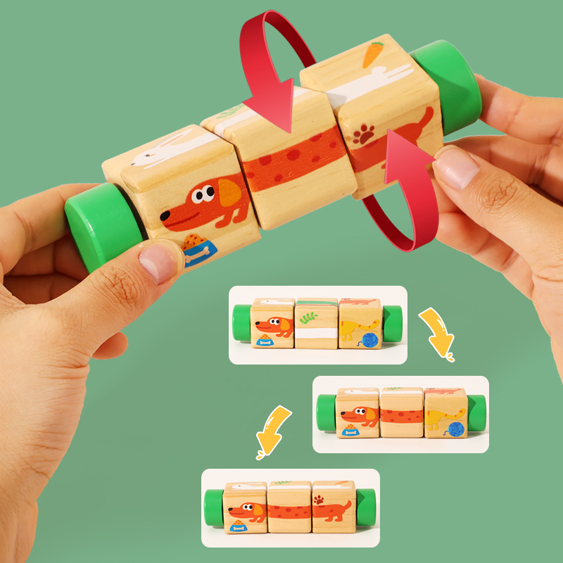 1pcs Baby Wooden Rotating Anim - Woodworking Game ulasan dan harga
