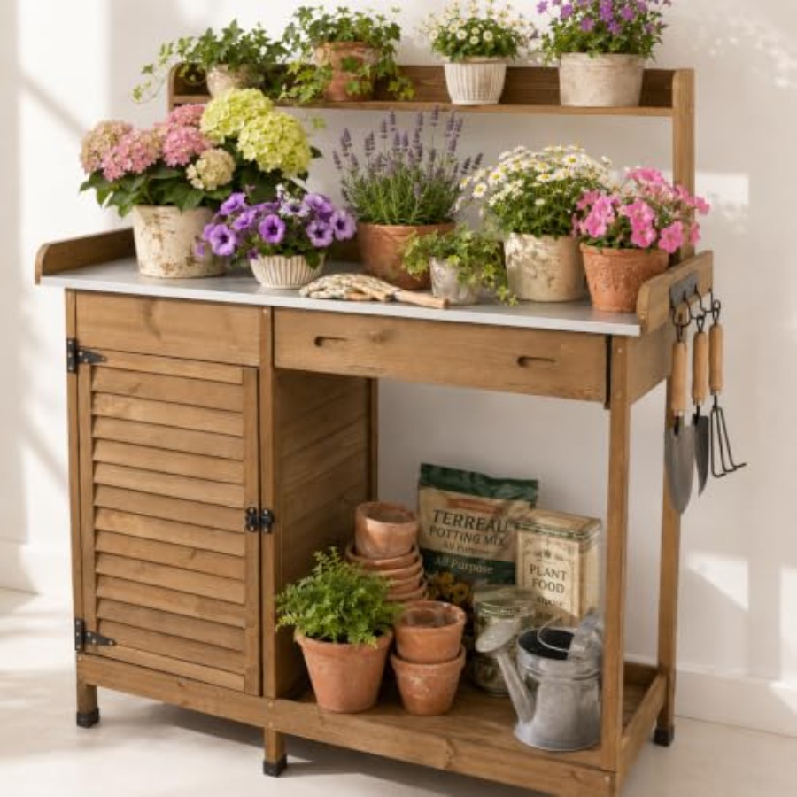 Potting Bench Table Work Bench - Woodworking Work Table ulasan dan harga