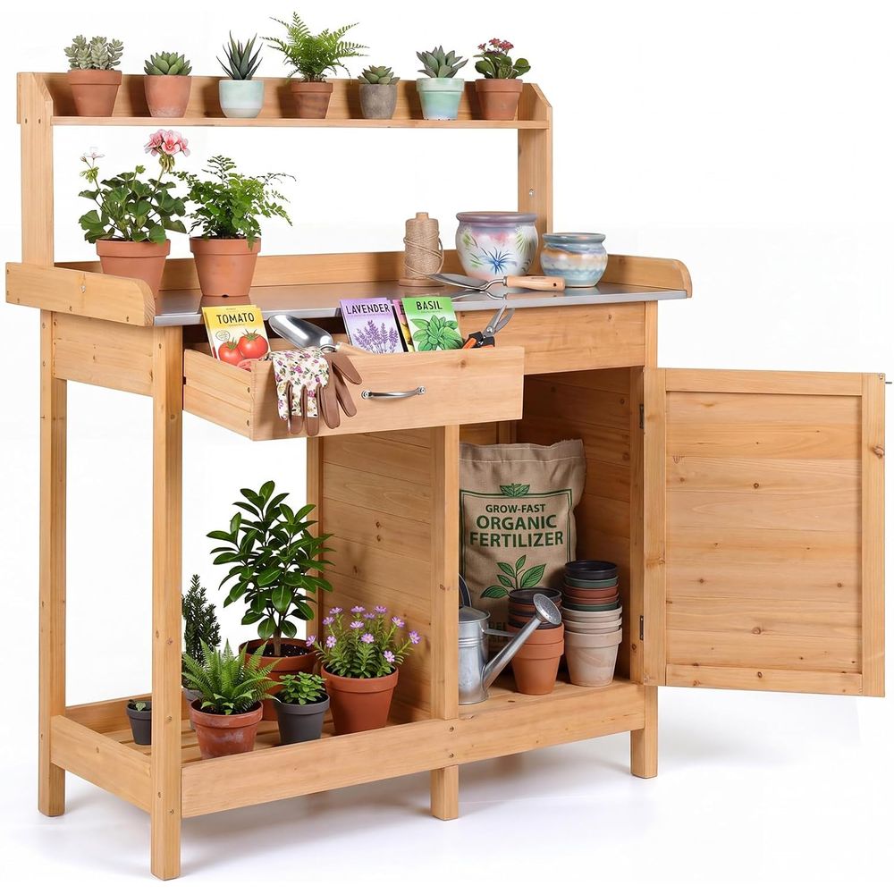 Outdoor Potting Bench Table Wo - Woodworking Work Table ulasan dan harga