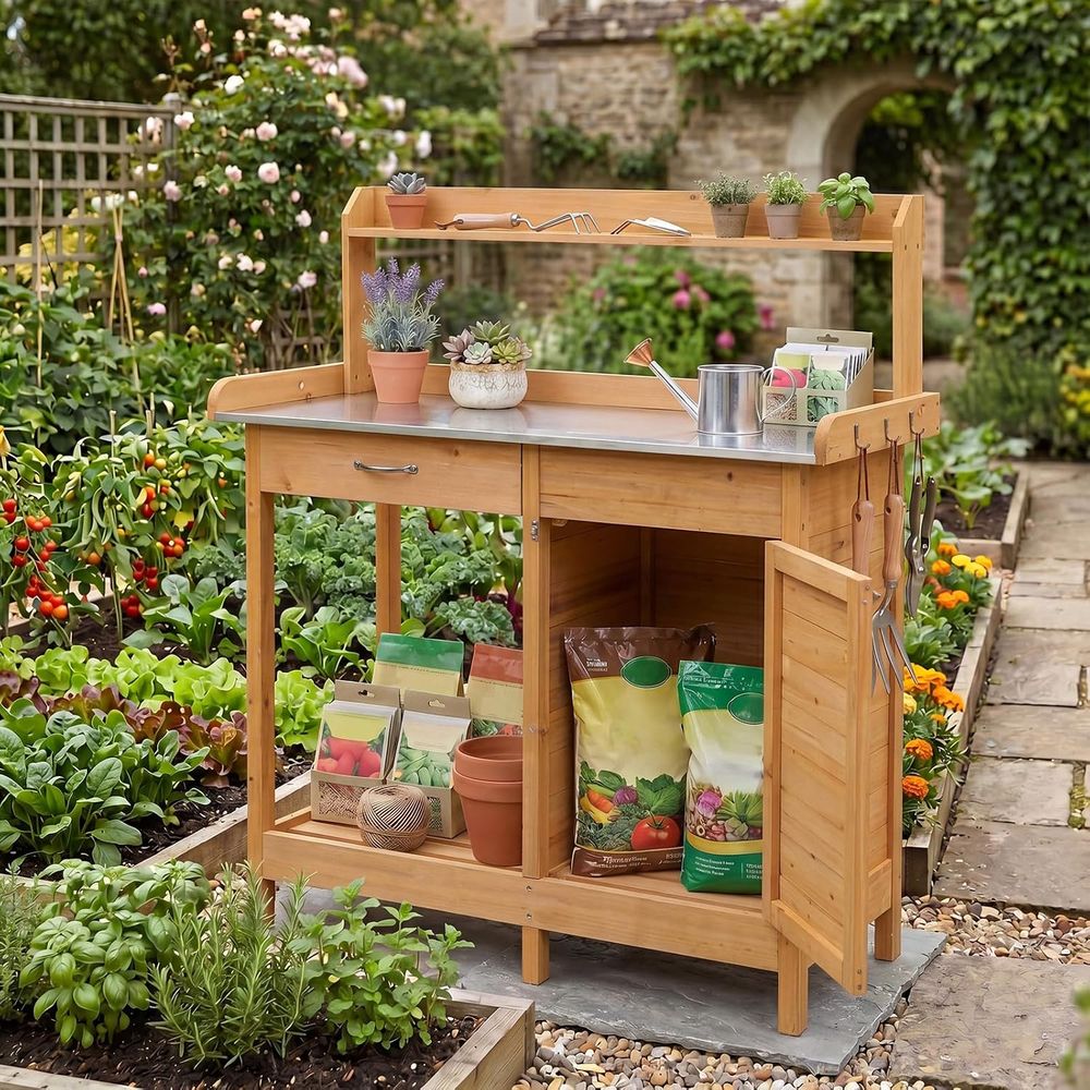 Outdoor Potting Bench Table Wo - Woodworking Work Table ulasan dan harga