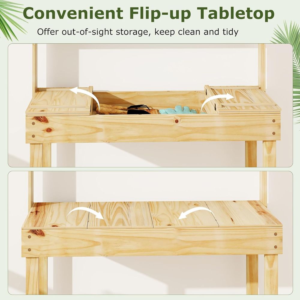 Potting Bench Table, 60” Wood  - Woodworking Work Table ulasan dan harga
