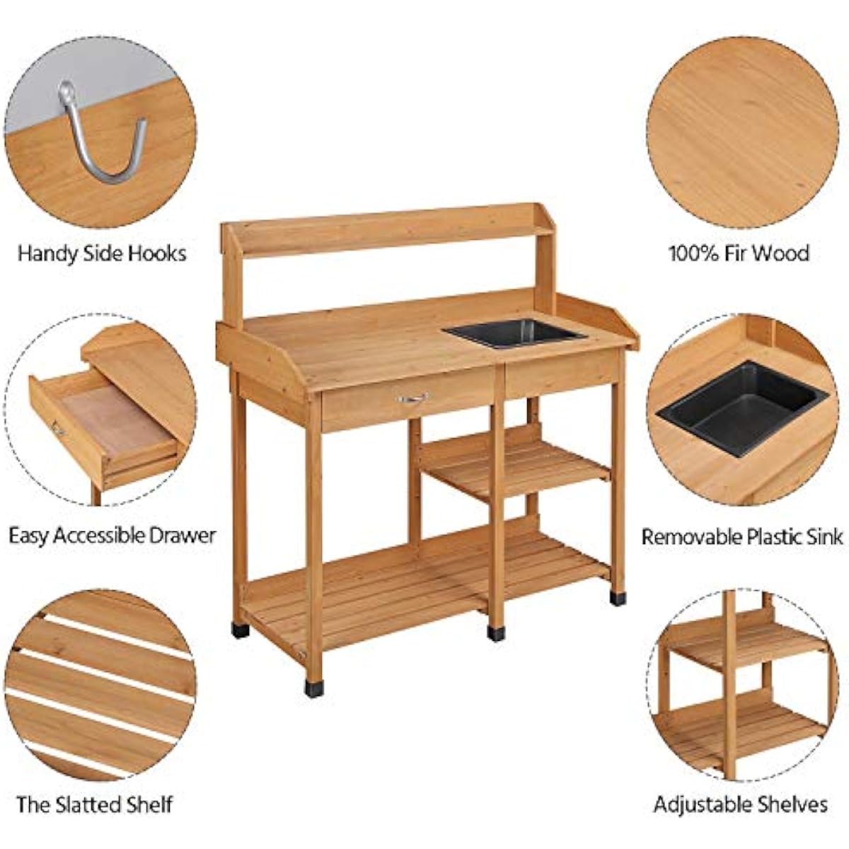 Outdoor Potting Bench with Rem - Woodworking Work Table ulasan dan harga