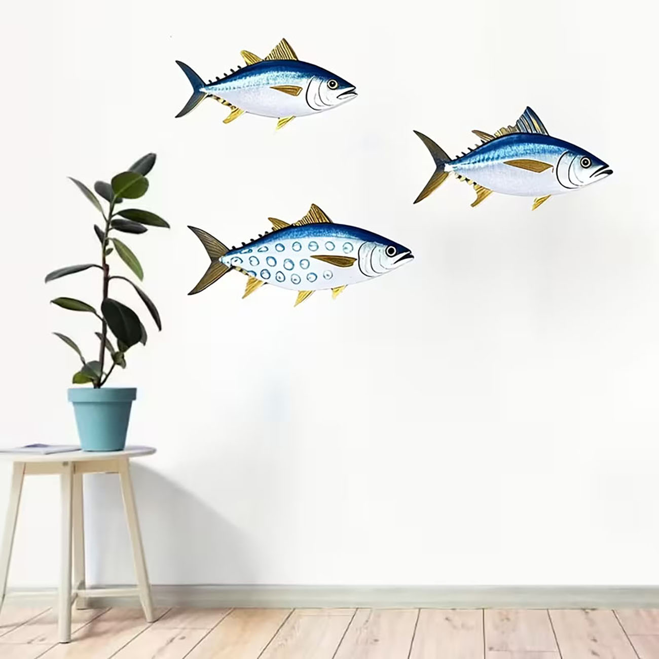3 Pcs Wooden Tuna Fish Wall De - Woodworking Room ulasan dan harga