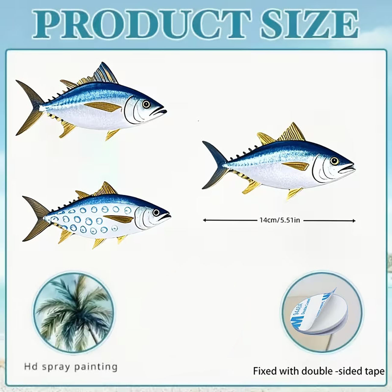 3 Pcs Wooden Tuna Fish Wall De - Woodworking Room ulasan dan harga